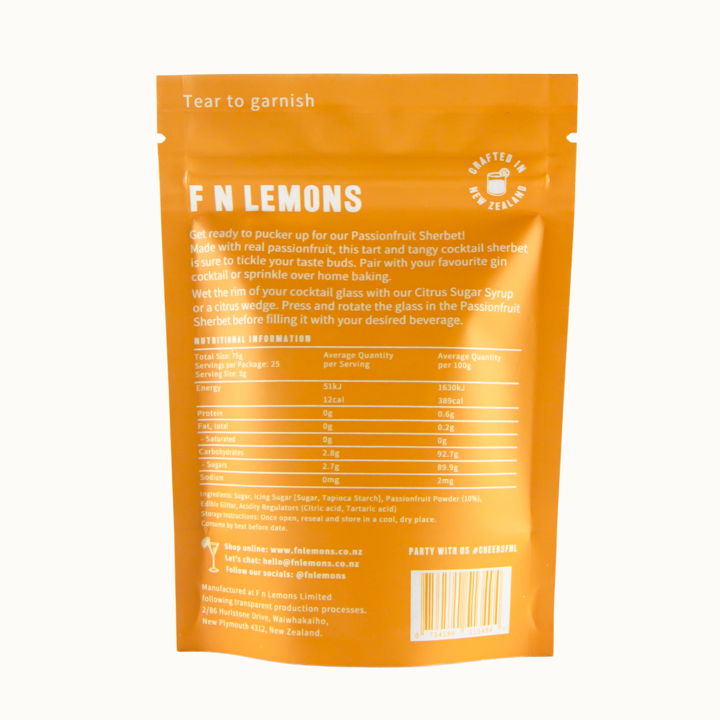 F N Lemons > Passionfruit Sherbet Cocktail Rim Garnish